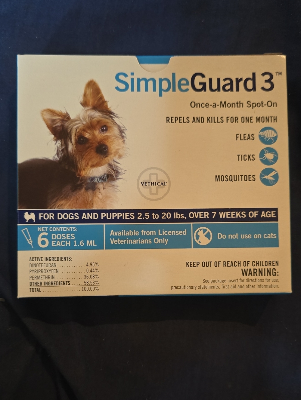 SimpleGuard 3 Once-a-Month Spot-On Flea & Tick Treatment - Blue